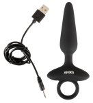 ANOS Plug Silikonowy Wibrujący Flexible 10 Trybów Czarny 15 cm z pierścieniem