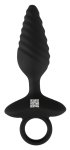 ANOS Plug Twisted Flexible silikonowy model wibrujący czarny 14,8 cm z uchwytem