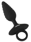 ANOS Plug Twisted Flexible silikonowy model wibrujący czarny 14,8 cm z uchwytem