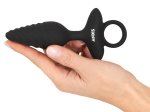 ANOS Plug Twisted Flexible silikonowy model wibrujący czarny 14,8 cm z uchwytem