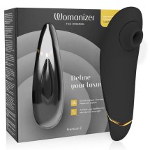 Womanizer Premium 2 Czarny – intuicyjny stymulator powietrzny, 14 poziomów, Smart Silence, IPX7