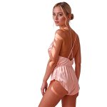 PASSION SENSIE Body Satynowe Koralowe S/M – Regulowane ramiączka, głęboki dekolt, lekki materiał