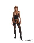Obsessive Euphori Corset L/XL – czarny, transparentny model z fiszbinami i 8 paskami