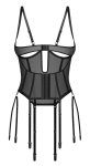 Obsessive Euphori Gorset Otwarty 2XL/3XL Czarny – przezroczysty powernet, 8 pasków