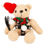 Bad Kitty Teddy Winter Edition – maskotka z uprzężą, brelok, czapka i szalik, 11 cm
