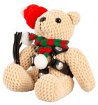 Bad Kitty Teddy Winter Edition – maskotka z uprzężą, brelok, czapka i szalik, 11 cm