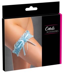 Cottelli ACCESSOIRES Podwiązka koronkowa niebieska – satynowa kokarda, 5,5 cm