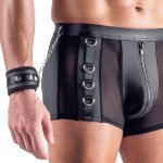Svenjoyment Bondage Pants L czarne z siateczką, mankietami i otwartym tyłem