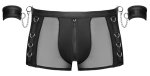 Svenjoyment Bondage Pants L czarne z siateczką, mankietami i otwartym tyłem