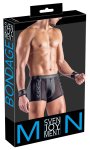 Svenjoyment Bondage spodnie 3XL czarne matowe z siateczką i regulowanymi kajdankami
