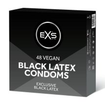 EXS Black Latex 48 szt. prezerwatywy anatomiczne czarne z silikonowym nawilżeniem