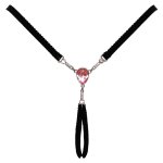 Cottelli LINGERIE String z ozdobnym kryształem i łańcuszkami, regulowany S-L, czarny