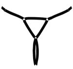 Cottelli LINGERIE String z ozdobnym kryształem i łańcuszkami, regulowany S-L, czarny
