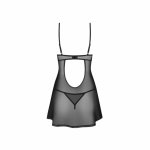Obsessive Euridia Chemise Black komplet halka i stringi z regulacją XS/S, czarne