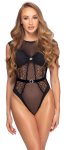 Cottelli Lingerie Body z koronką, kryształkami i satynowym paskiem L/XL
