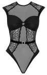 Cottelli Lingerie Body z koronką, kryształkami i satynowym paskiem L/XL