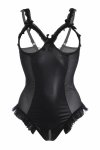 Rimba Mistique Bodysuit Wetlook S/M – siateczka, wiązanie, otwarta konstrukcja, czarny