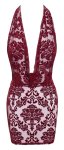 Noir Handmade Kink Royal Sukienka Mini Bordowa Transparentna M – welurowy nadruk, głęboki dekolt