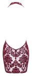 Noir Handmade Kink Royal Sukienka Mini Bordowa Transparentna M – welurowy nadruk, głęboki dekolt