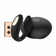 Rosy Gold C-Shape Black – bezprzewodowy masażer anatomiczny, etui ładowania z lusterkiem