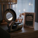 Rosy Gold Model Black – dyskretny system noszony, silikonowy, etui ładowania z lustrzaną pokrywą