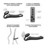 Strap-on-me Vibrating Bendable Strap-On M Czarny – system intymny, 3 silniki, pilot
