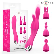 Intense Cher – wielofunkcyjny wibrator z 4 wymiennymi głowicami, silikonowy, fioletowy