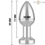 Intense Plug LED M – metalowy korek anatomiczny z LED, pilotem i wibracją, rozmiar M