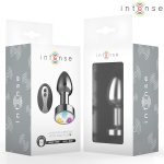 Intense Plug LED M – metalowy korek anatomiczny z LED, pilotem i wibracją, rozmiar M