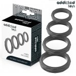 Addicted Toys zestaw teksturowanych pierścieni silikonowych 4 rozmiary, czarne