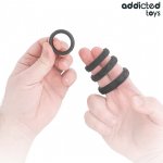 Addicted Toys zestaw teksturowanych pierścieni silikonowych 4 rozmiary, czarne