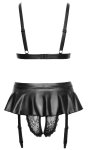 Cottelli Lingerie komplet koronkowy z pasem do pończoch, czarny S, regulowane ramiączka
