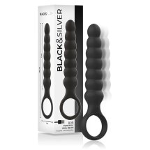 Black&Silver Bob – silikonowy aplikator analny z wibracją, czarny, IPX6, 10 trybów