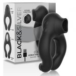 Black&Silver Licking – silikonowy pierścień wibracyjny, 3 silniki, 10 trybów, czarny
