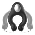 Black&Silver Licking – silikonowy pierścień wibracyjny, 3 silniki, 10 trybów, czarny