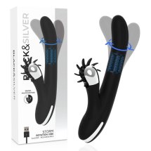 Black & Silver Storm Rotation Vibe – silikonowy model rotacyjny, USB, 24 cm, 7 trybów