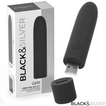 BLACK & SILVER GERI Intymna Kula Wibracyjna USB, 8 trybów, czarna, 10x2,2cm, silikon