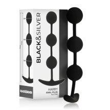 Black&Silver Harry anatomiczne kulki silikonowe 14 cm, 3-stopniowy system, czarne