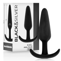 Black&Silver Kael – silikonowy stymulator analny z ergonomicznym uchwytem, średni, 9,8 cm