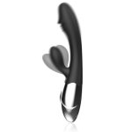 Black & Silver Kaleb Vibe – dwusilnikowy model silikonowy, 20 cm, USB, 10 trybów