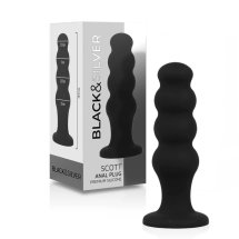 Black&Silver Scott – silikonowy stymulator analny, czarny, 12,5 cm, anatomiczny kształt