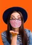 Bijoux Indiscrets Mask Lips bawełniana maseczka z regulacją, motyw ust, 2 filtry