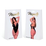 Mapale Bodysuit 3/4X Czarny, paski i skórzane akcenty, regulowane, plus size