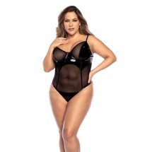 Mapale Bodysuit 1X/2X czarny winyl siateczka, regulacja XL/XXL, usztywniane miseczki
