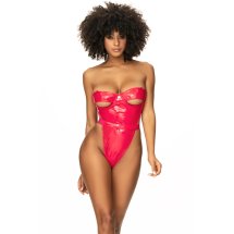 Mapale Handmade Teddy M Wet Red – Body winylowe z fiszbinami, czerwone, regulacja