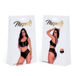 Mapale Komplet dwuczęściowy Wet Black S, winyl i siateczka, top z zapięciem
