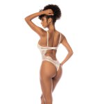 Mapale Teddy M Ivory – Koronkowe body eyelash, siateczka, regulacja i zapięcie