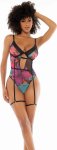 Mapale Teddy S/M Black Dream Flower Print – Body z kwiatowym motywem, regulacja