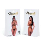 Leg Avenue Zestaw dwuczęściowy S/M czarny – regulowany gorset i figi G-string