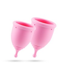 Minerva Zestaw Kubeczków Menstruacyjnych S i L Różowe – silikon medyczny, bezszwowe, woreczek